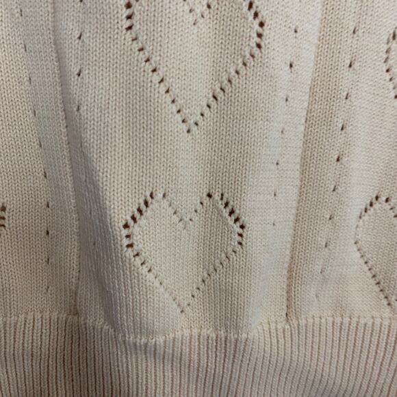 Minnie Rose Short Sleeve Pointelle Cardigan Medium Cotton Cashmere - Picture 8 of 16